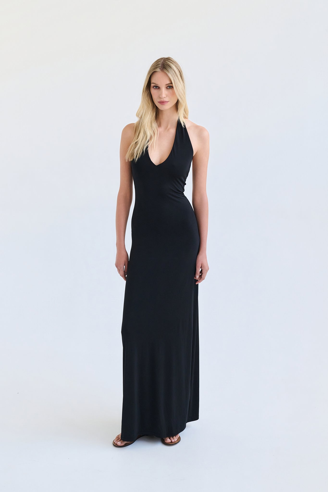 ARIES - Black Halter Maxi Dress