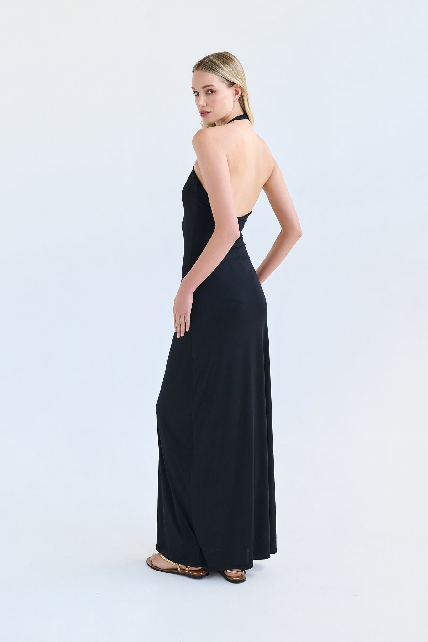 ARIES - Black Halter Maxi Dress
